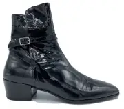 $1,000 Saint Laurent Black Patent Clementi Ankle Boots size US 9, Made in Italy