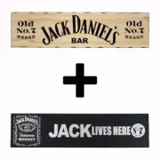 Jack Daniels Combo Pack - Timber Sign + Rubber Bar Mat Runner