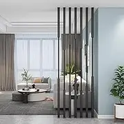7 Pcs Room Divider Post, Metal Room Separator Pillar Columns, Floor to Ceiling Wall Post Partitions Screens Room Dividers, Drill-Free Room Divider Post with Adjustable Height Feet(Black,175c