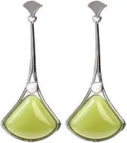 MAYJAI 925 silver needle simple long shea green fan-shaped ancient style earrings