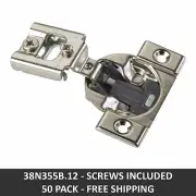 50 Pack Blum COMPACT BLUMOTION 3/4" Overlay Screw-on Hinge - 38N355B.12 x 50