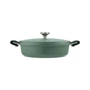 Agile Non-Stick Aluminium 28cm/4L Shallow Casserole w/ Lid Cookware Round Sage