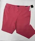 John Mark Women's Jeans Pants 22W Stretch Frayed Raw Fringe Ankle Poppy Pink $99