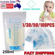 1~100pc 250ML Pre-Sterilised Breastmilk Baby Breast Milk Storage Bags Pouche AL