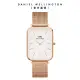 【Daniel Wellington】DW 手錶 Quadro Melrose 29x36.5mm 玫瑰金麥穗式金屬編織大方錶(DW00100465)