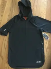 Men’s S/S AND1 Hoodie S New Zip Tech Media Pocket Black Training Sport Ball