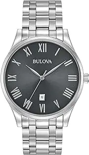 [Bulova] Men's Analog-Quartz Watch with Stainless-Steel Strap, Silver, 20 (Model: 96B261)