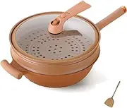 Titanium Micro-Pressure Clay Non-Stick Health Cooker, Multifunctional Pottery Clay Non-Stick Micro Pressure Pot with Steamer Basket, Home Cooking Pan for Stir-frying, Steaming, Stewing (1 Pcs)