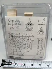 Stampin Up Web Wishes Stamp NEW Unmounted Halloween Spider Candy Corn 2003 6pc