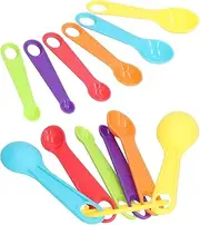 Measucircular Cups and Spoons Set, Gigicial 12pcs / Set Colourful Measucircular Spoon Plastic Measucircular Cup and Spoon with Scale Suitable for Kitchen Baking and Cooking