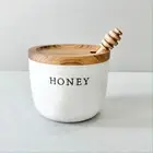 Hearth and Hand with Magnolia Cream & Brown Stoneware Honey Pot with Dipper