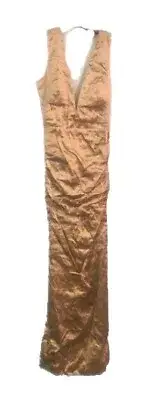 Nicole Miller Artelier ANTIQUE ROSE Solid Techno Metal Plunge Gown, US 8