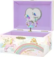 [Giggle & Honey] Musical Unicorn Jewellery Box for Girls - Kids Music Box with Spinning Unicorn, Unicorn Birthday Gifts for Little Girls, Jewellery Boxes, 15.2 x 11.8 x 8.9 cm - Ages 3-10