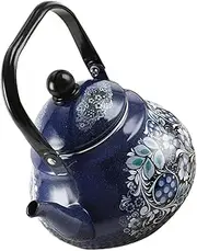 GRIRIW Large Capacity Camping Tea Kettle Portable Enamel Teapot for Home and Outdoor Use Elegant Peacock Design Efficient Water Boiler for Tea Lovers