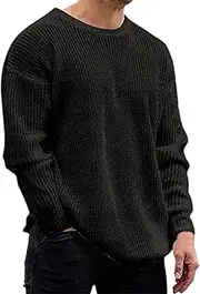 [Generic] Mens Compression T Shirt Round Neck Long Sleeve Pullover Sweater Men's Sweater Autumn and Winter Men's Tops Plain Cotton T Shirts