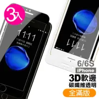 在飛比找momo購物網優惠-iPhone 6 6s 保護貼手機軟邊滿版透明9H玻璃鋼化膜