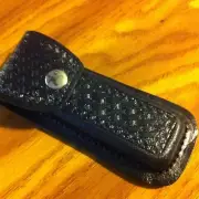 Black Embossed Basketweave Design Leather Sheath Fits 3 1/2" to 4" Knife SH201