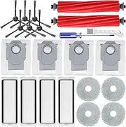 [Unikstone] Accessories Kit Compatible with Roborock Q Revo Robtic Vacuum Cleaner, 2 Main Brush Roller, 4 Hepa Filters,4 Mop Pads,4 Dust Bags, 6 Side Brush,20 Pack Replacement Parts