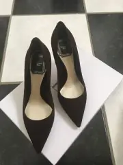 NIB 100% AUTH Christian Dior Cherie Brown Suede Pointy Pumps 8cm $650 SZ 35