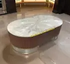 Oval Selenite Coffee Dining Table Top / Selenite Stone Sofa Center Table top