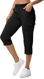 BGOWATU Women's Capri Pants Lightweight Hiking Capris with 6 Pockets Quick Dry Summer Outdoor Casual Athletic Travel Pants