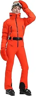 [GSOU SNOW] Womens Ski Suits Down One Piece Snowsuit Waterproof Snowboard Jumpsuits Winter Ski Outfit