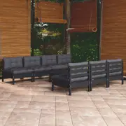 vidaXL 8 Piece Garden Lounge Set with Anthracite Cushions Pinewood