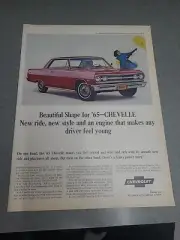 65 Chevrolet Chevelle Vintage Print Ad 1964 10x13