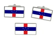 Netherlands Antilles Flag Cufflink and Tie Pin Set