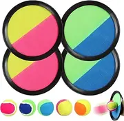 Velcro Ball Game for Children, Velcro Ball Set, Catch Ball Game, Velcro Ball Game for Children with 4 Catching Discs and 5 Balls, Velcro Ball Set, Beach Game for Garden, Indoor and Outdoor