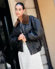 Cody Fur Trim Distressed PU Jacket