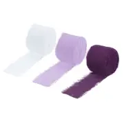 3 Rolls Chiffon Ribbon 1-1/2" 7Yard Hot Pink/Light Purple/Beige White