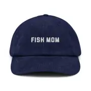 FISH MOM Corduroy Hat Cap embroidered ichthyophile aquarist marine biology