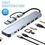 8-in-1 USB C HUB Adapter Laptop Power Delivery 5G Speed Port for Windows/Mac USA