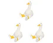 3x Urban Sitting Duck in Boots Ornament Yellow 13cm Decorative Decor Statue