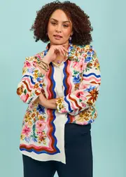 [TS] Taking Shape Natural Brooke Shirt Size 20 in Print, Viscose - Plus Size Women's Clothing Print