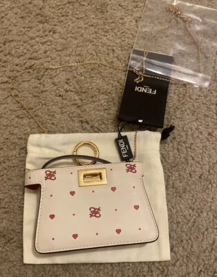 FENDI Vitello Century Chinese Valentines Nano Peekaboo Charm Bag