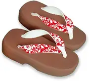 Hajime(一歩) [One Step] [Hajime] Geta Geta Clogs, Soft and Water Resistant, Made of Sponge, XS, Light Brown/Rose x Red, Rose x Red (Rose x Red/XS), Rose × Red, 18.5 cm
