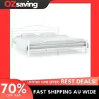 metal bed frame slatted base double size white plywood support 7236