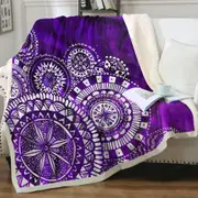 White Mandalas Over Purple Throw Blanket