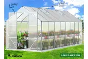 ALFORDSON Greenhouse Aluminium Polycarbonate Green House Garden Storage Shed 6.3x2.4x2.1M