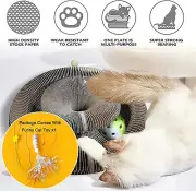 Magic Cat Scratching Board, Round cat Grabbing Board,Comes with a Toy Bell Ball