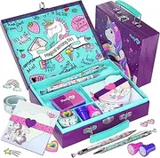 Unicorn Stationery Set for Kids - Unicorn Gifts for Girls Ages 6, 7, 8, 9, 10-12 Year Old - Stationary Letter Writing Kit - Best Girl Birthday Gift - Preteen Craft Toys, Christmas Presents