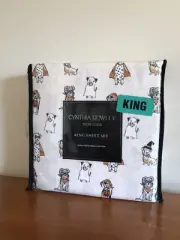 New Cynthia Rowley Halloween Costumes Trick or Treat Dogs 4 Pc King Sheet Set