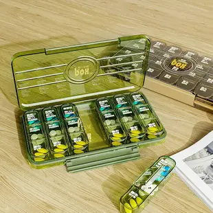 日本進口藥盒一周七天藥品分裝盒便攜分裝迷你早中晚老年人分藥器