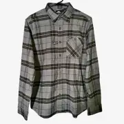 O'Neill Men's S Blk Plaid Stretch Flannel Shirt | Rugged Outdoor Camping Grunge