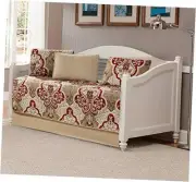 5 Piece Daybed Luxury Lush Soft Taupe Burgundy Motif Ornamental Floral