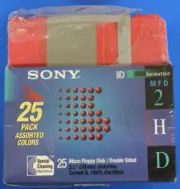 SONY 2HD 1.44MB 3.5" Double Sided Floppy Diskettes 25 Unused New in Package