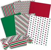 JarThenaAMCS 120 Sheets Christmas Tissue Paper Red Green Print Gift Wrapping Paper Dot Stripe Wave Art Craft Paper for DIY Winter Xmas Party Favor Decor