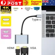 Type-C 3.1 to 4K HDMI +VGA Port USB-C HUB Adapter Converter For MacBook iPad Pro